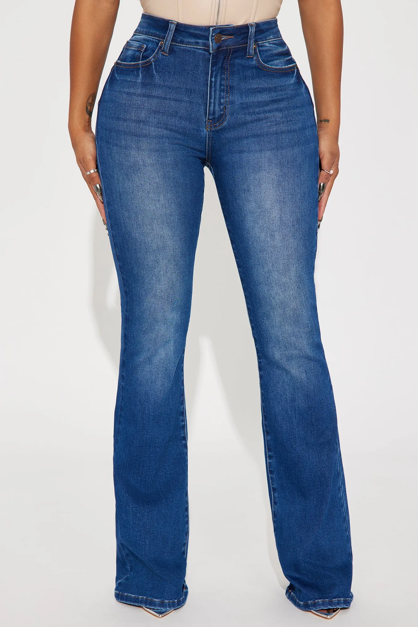 Iman Curvy Stretch Flare Jeans - Dark Wash sold by Fashion Nova product image thumbnail 2