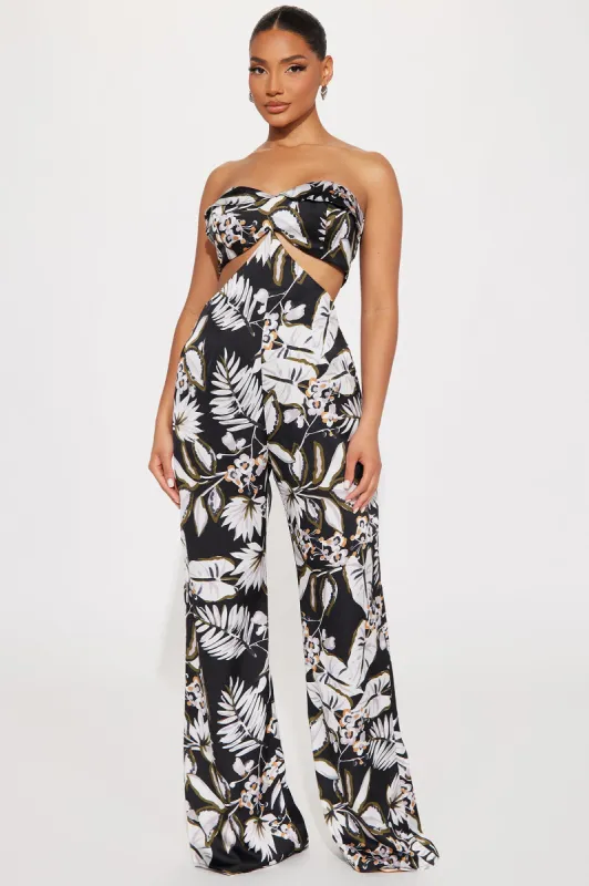 Pack Your Bags Satin Jumpsuit - Black/combo made by Fashion Nova