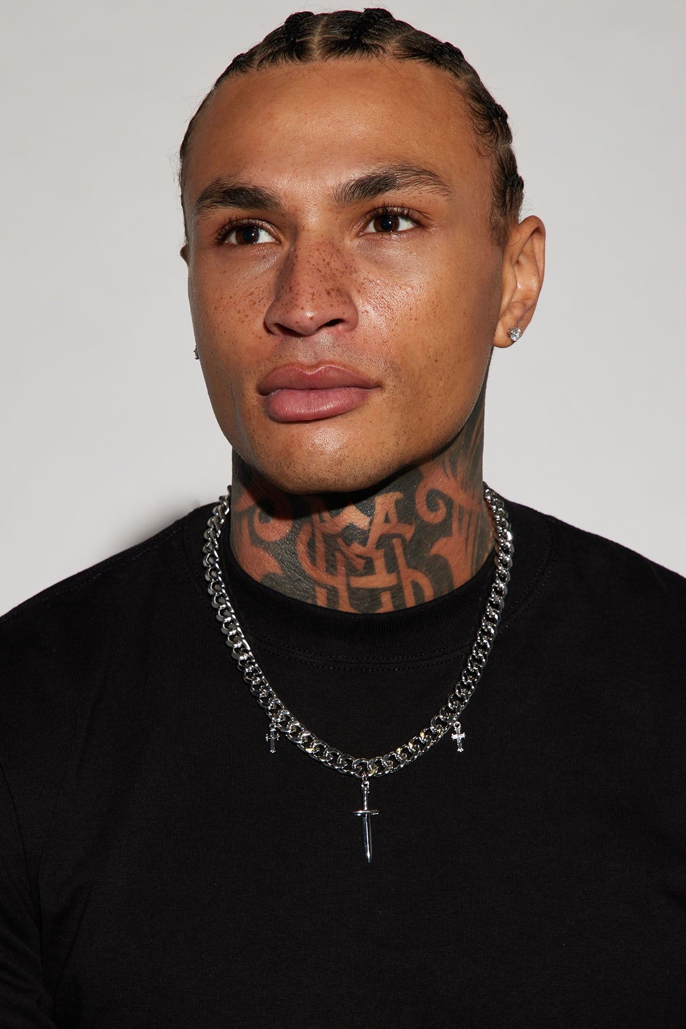 Sword And Cross Cuban Chain Necklace - Silver sold by Fashion Nova product image thumbnail 2