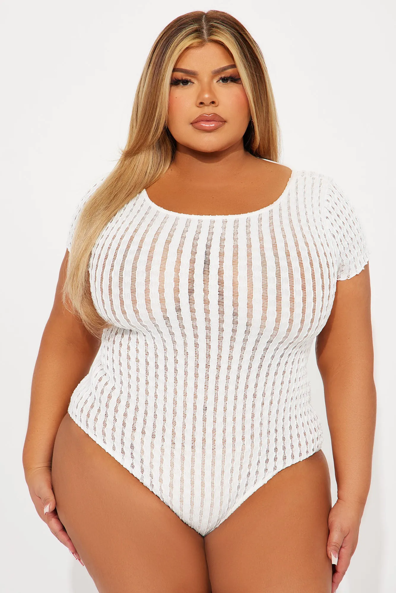 Claire Textured Bodysuit - White sold by Fashion Nova product image thumbnail 5
