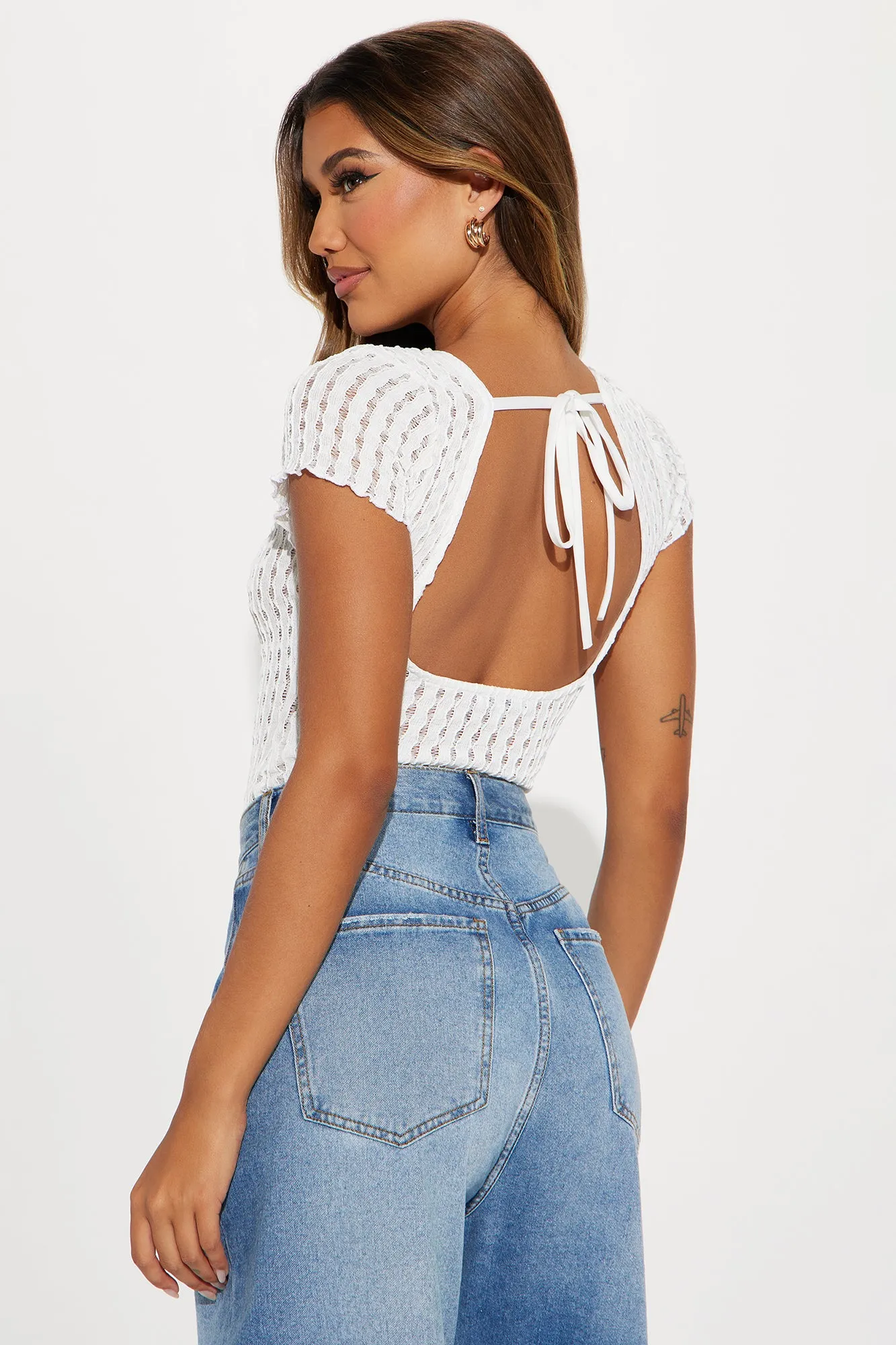 Claire Textured Bodysuit - White sold by Fashion Nova product image thumbnail 4