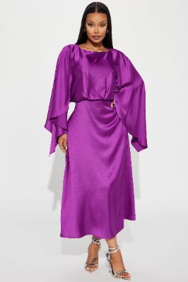 Angelina Satin Maxi Dress - Magenta sold by Fashion Nova