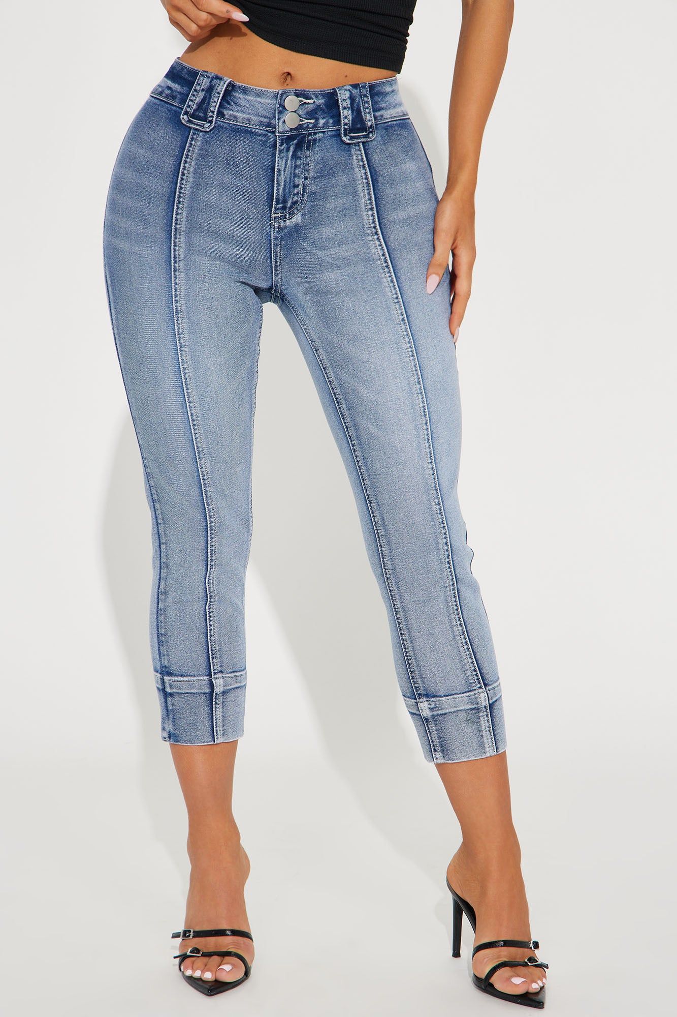 Keep It Short Stretch Capri Jeans - Medium Wash sold by Fashion Nova product image thumbnail 2
