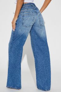 Mutual Crush Double Waistband Wide Leg Jeans - Medium Wash sold by Fashion Nova
