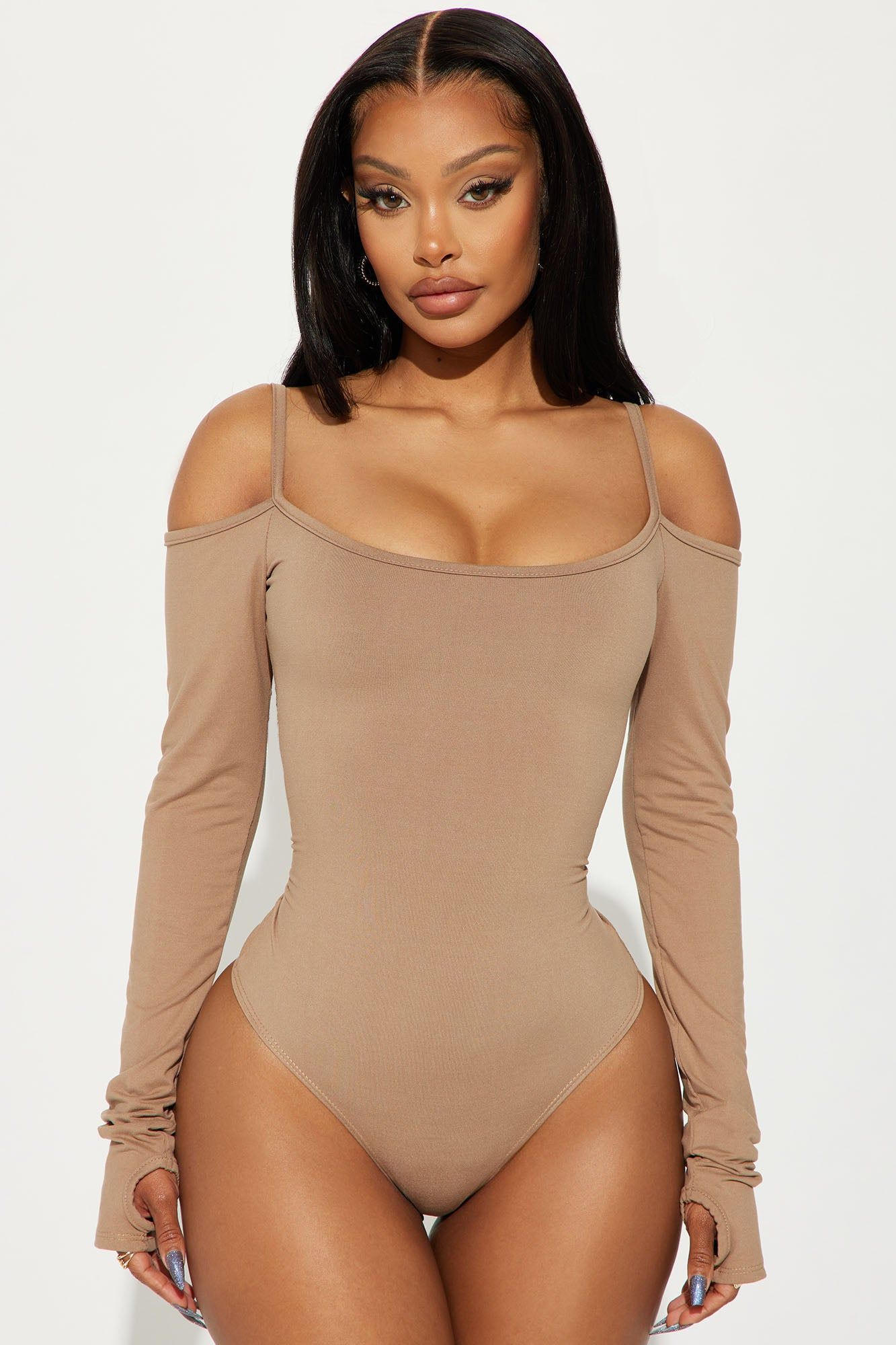 Dani Off Shoulder Bodysuit - Taupe sold by Fashion Nova