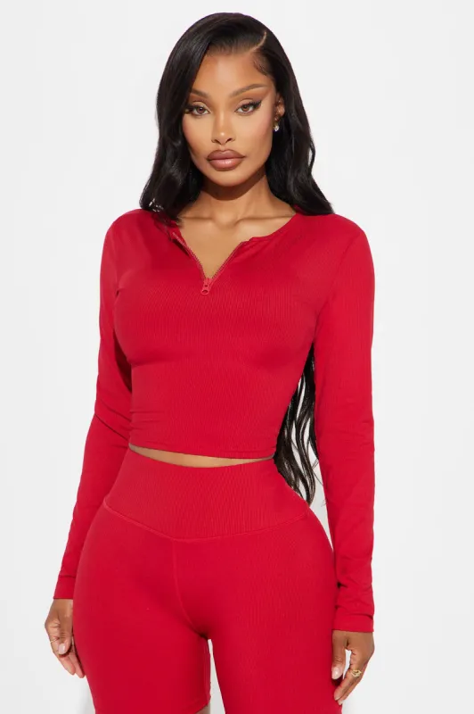 Wellness Ribbed Active Top - Red sold by Fashion Nova