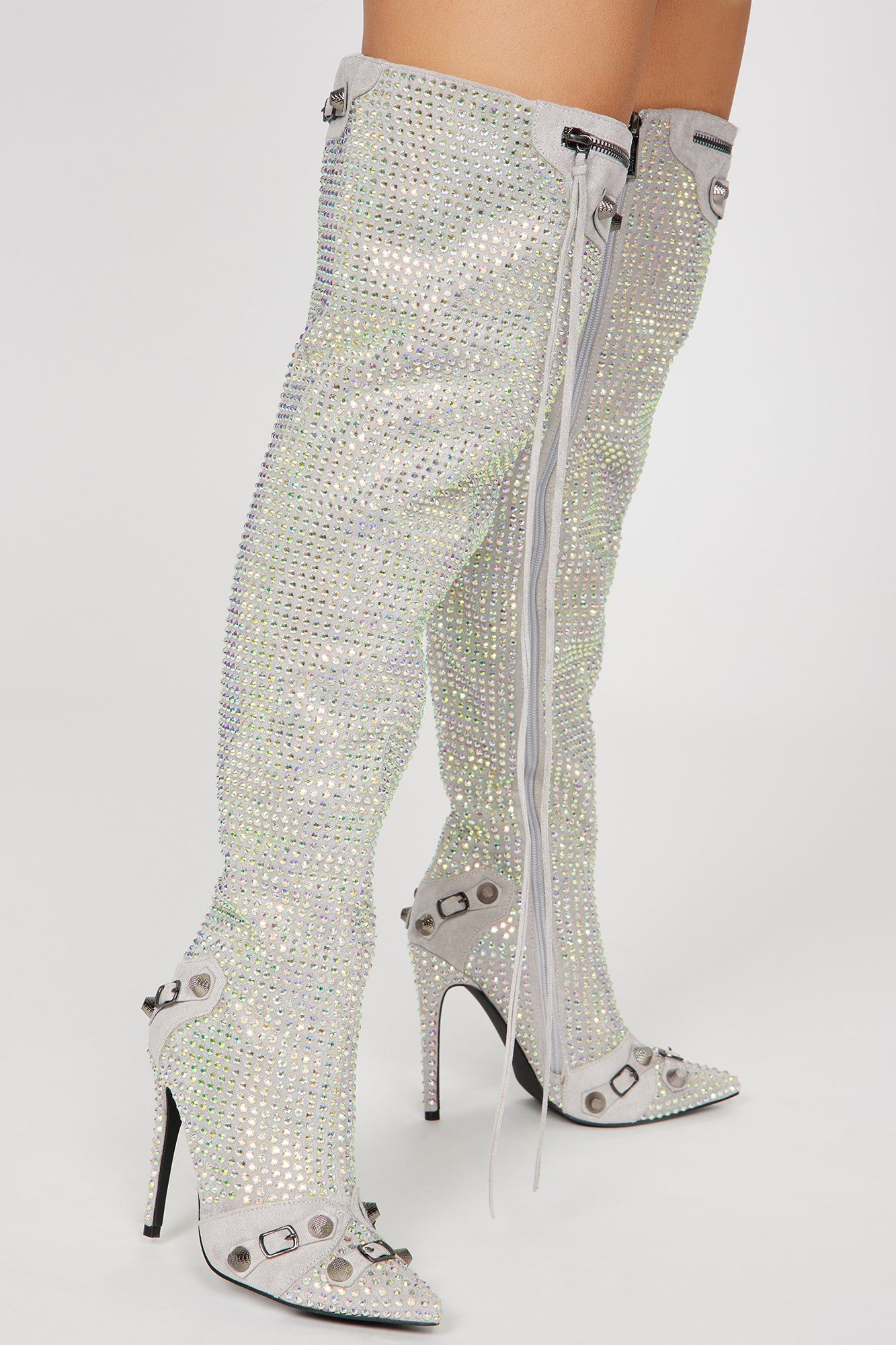 Starry Nights Knee High Heeled Boots - Silver sold by Fashion Nova product image thumbnail 2
