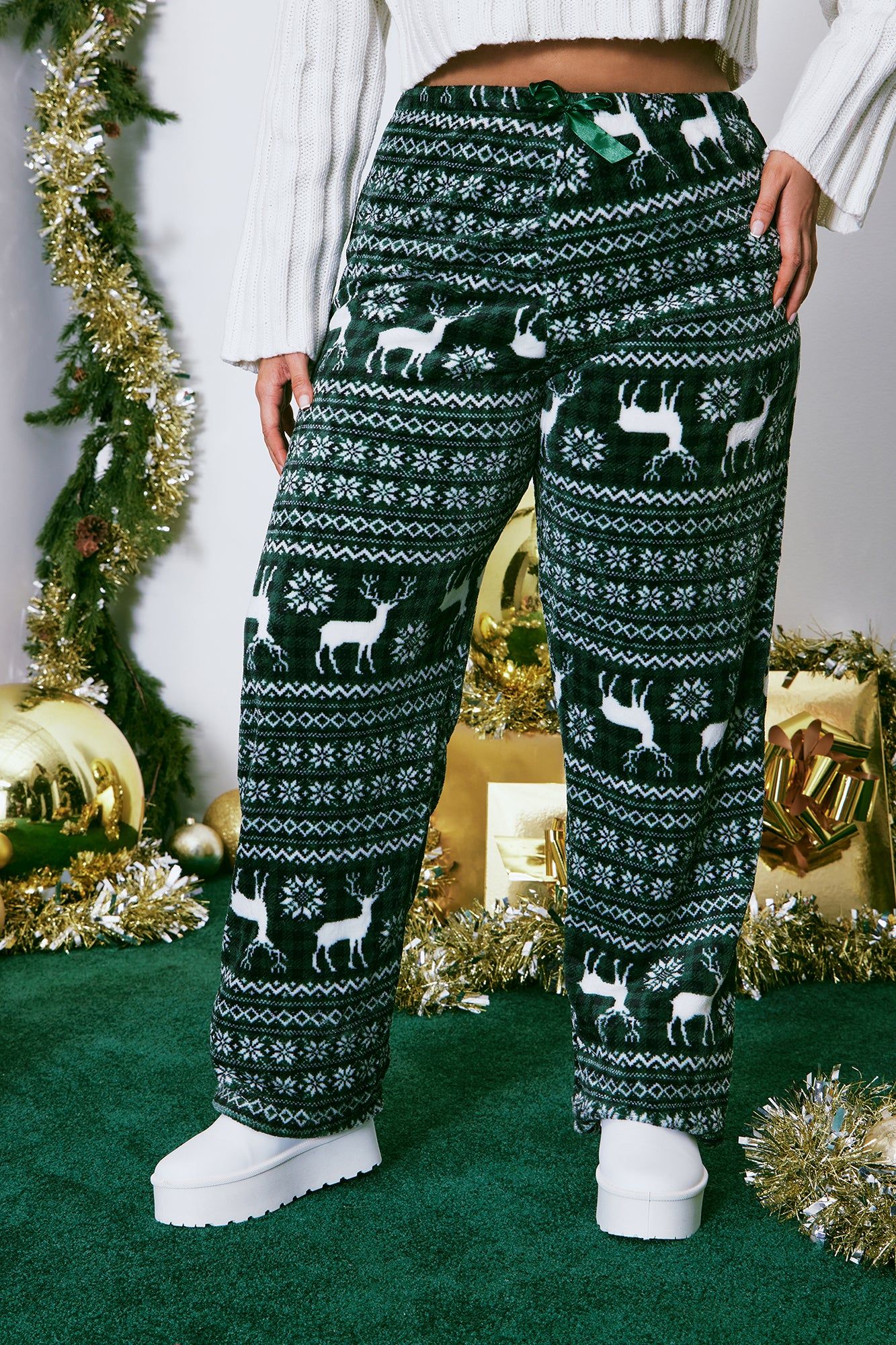 Home For The Holidays Plush PJ Pants - Green/combo sold by Fashion Nova product image thumbnail 5