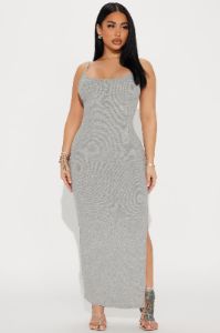Lilie Ribbed Maxi Dress - Heather Grey sold by Fashion Nova