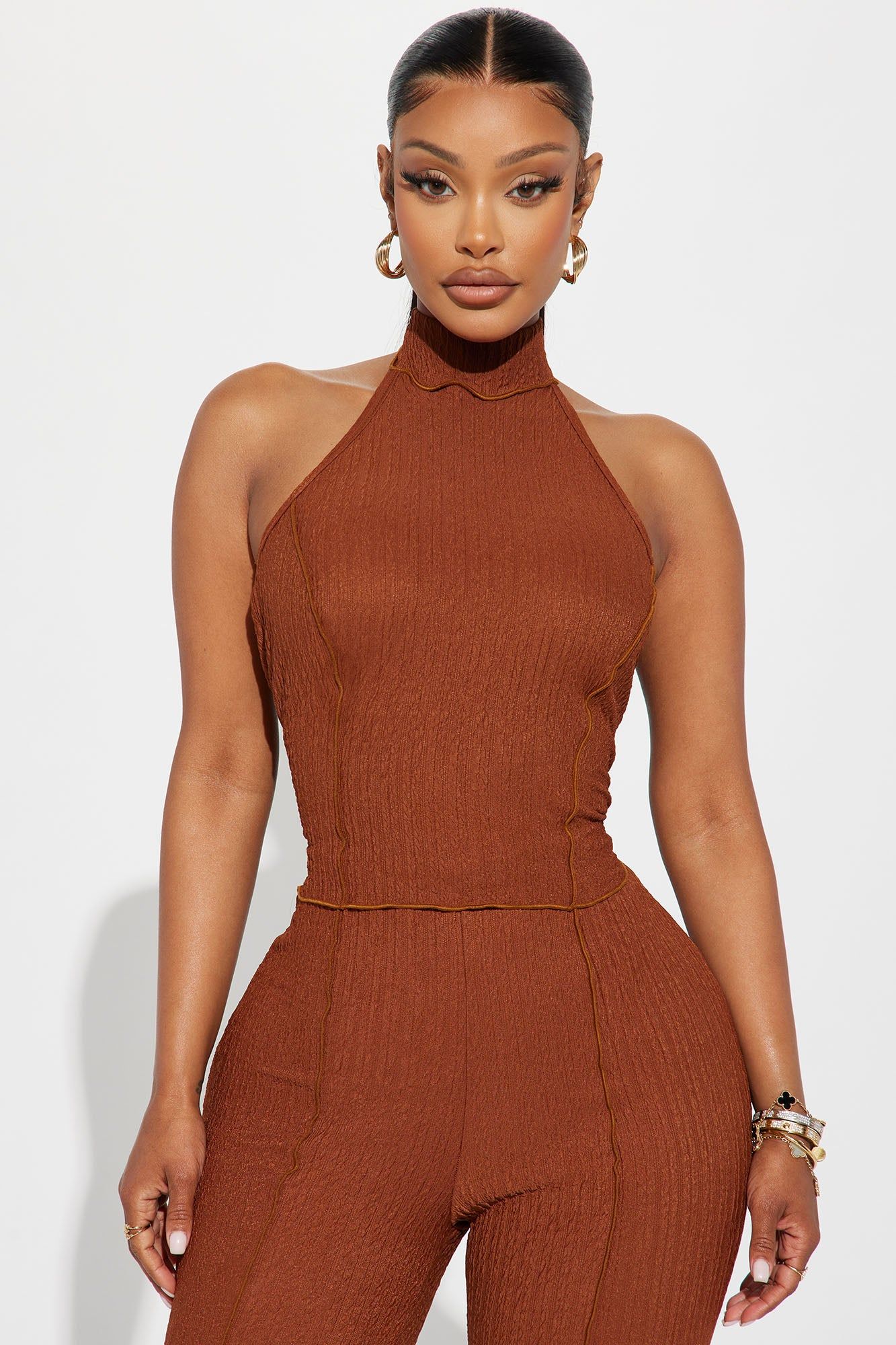 Never Alone Textured Pant Set - Mocha sold by Fashion Nova product image thumbnail 2