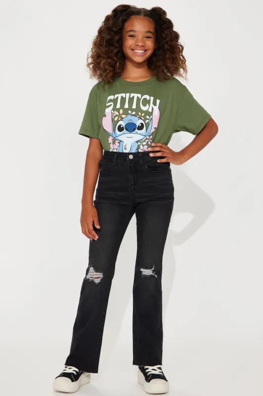 Mini Best Stretch Ripped High Rise Bootcut Jeans - Black Wash sold by Fashion Nova