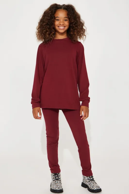 Mini Paparazzi II Legging Set - Burgundy sold by Fashion Nova