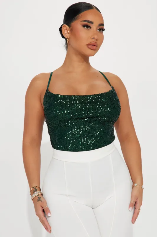 Dance All Night Sequin Top - Green sold by Fashion Nova