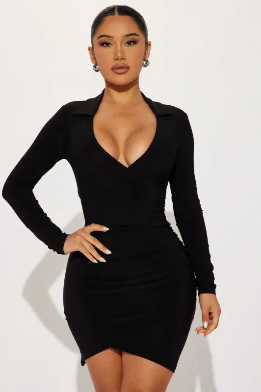 Addison Shirt Dress - Black sold by Fashion Nova