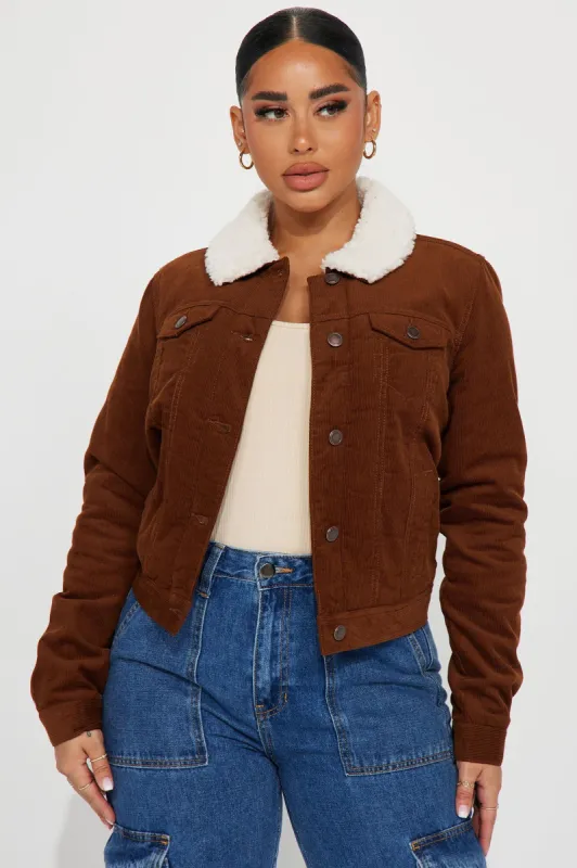 Can It Be Corduroy Jacket - Brown sold by Fashion Nova