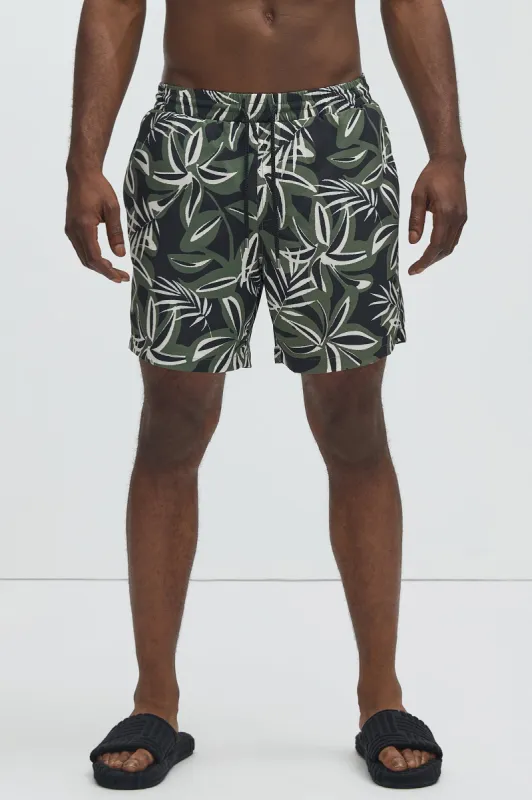 In The Details Swim Trunks - Green/combo sold by Fashion Nova