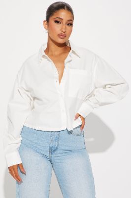 Katie Poplin Shirt - Off White sold by Fashion Nova