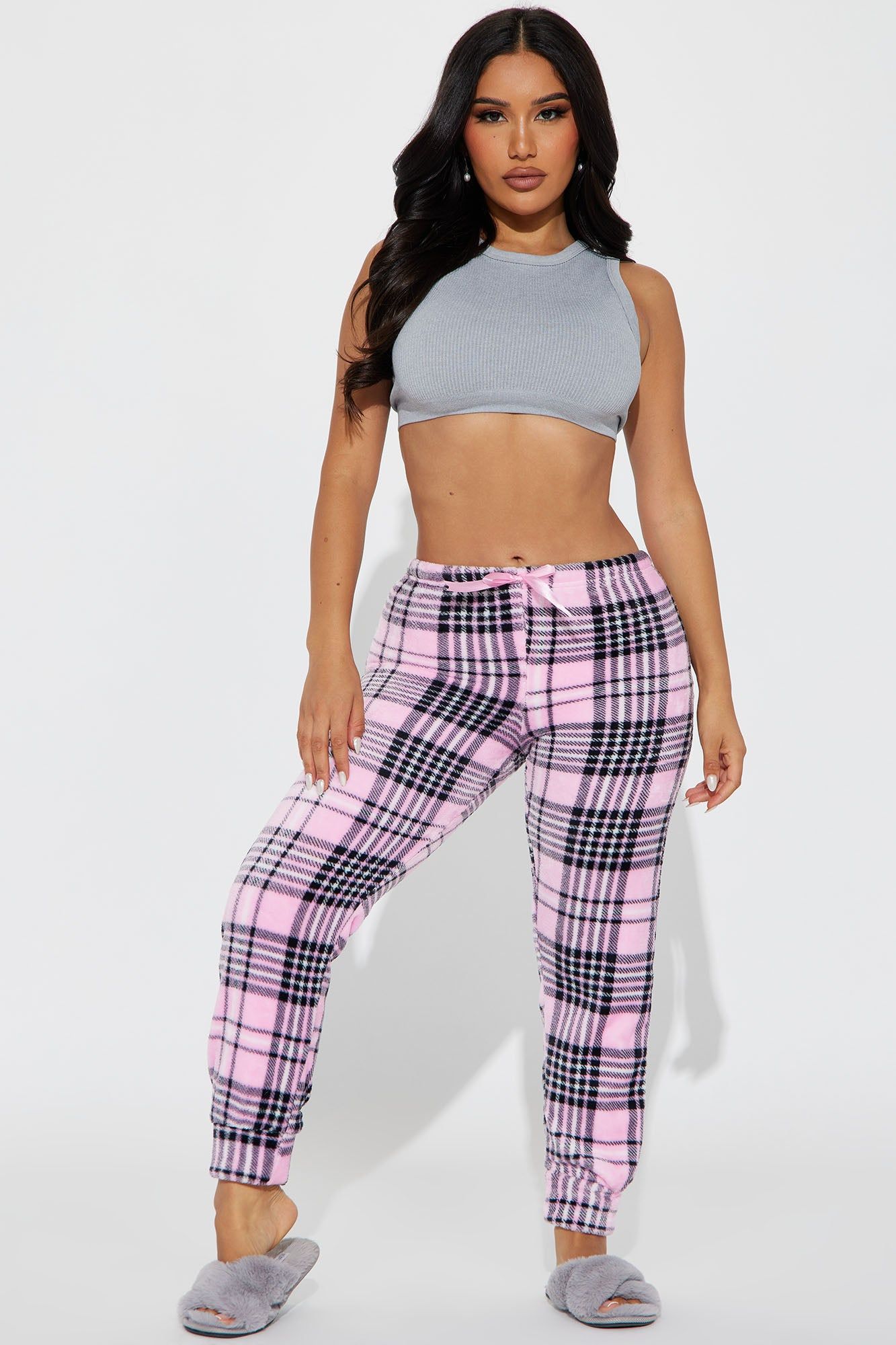 Winter's Favorite Plush PJ Joggers - Pink/combo sold by Fashion Nova