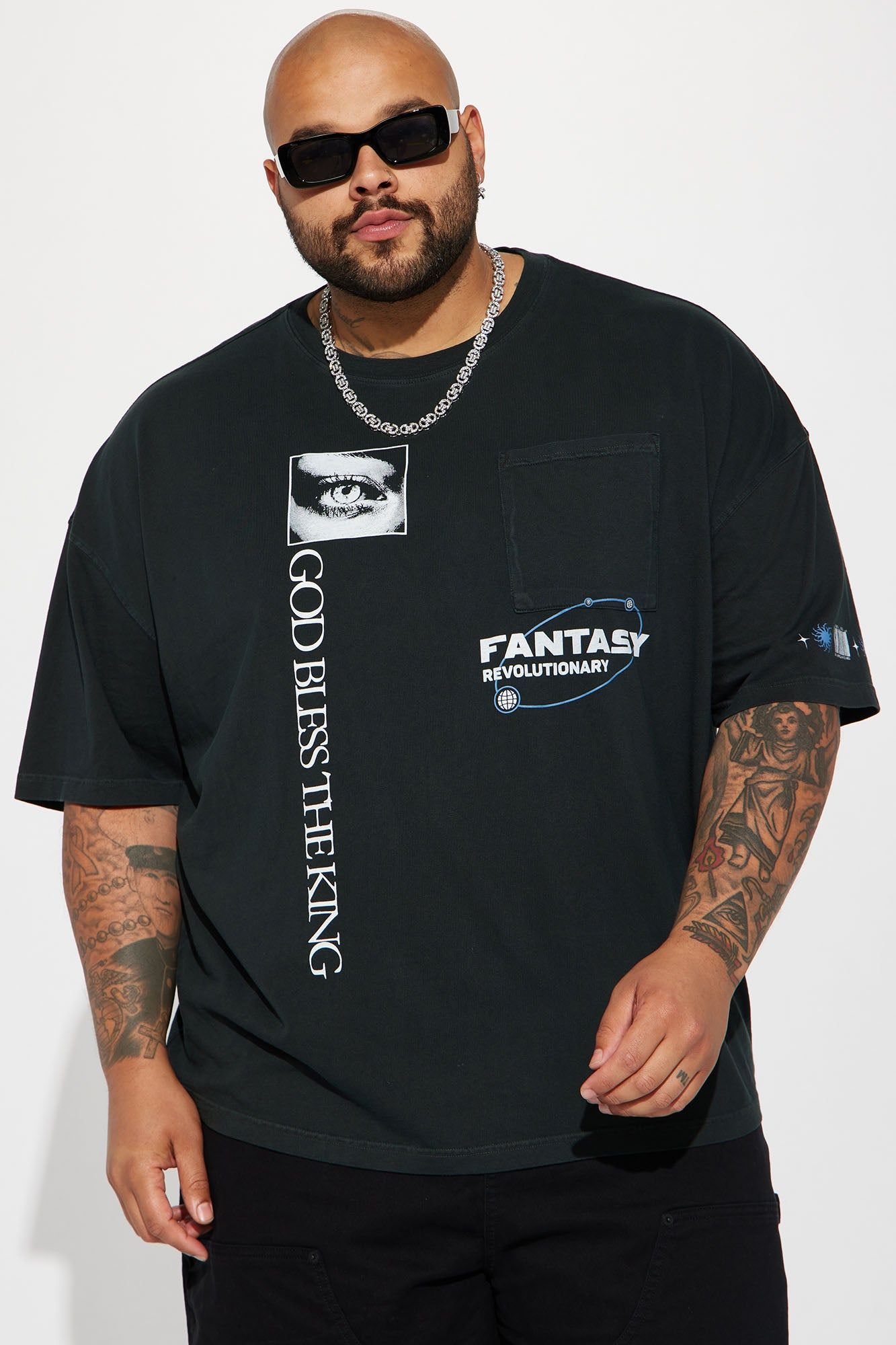 God Bless The King Oversized Crew Neck Tee - Charcoal sold by Fashion Nova product image thumbnail 2