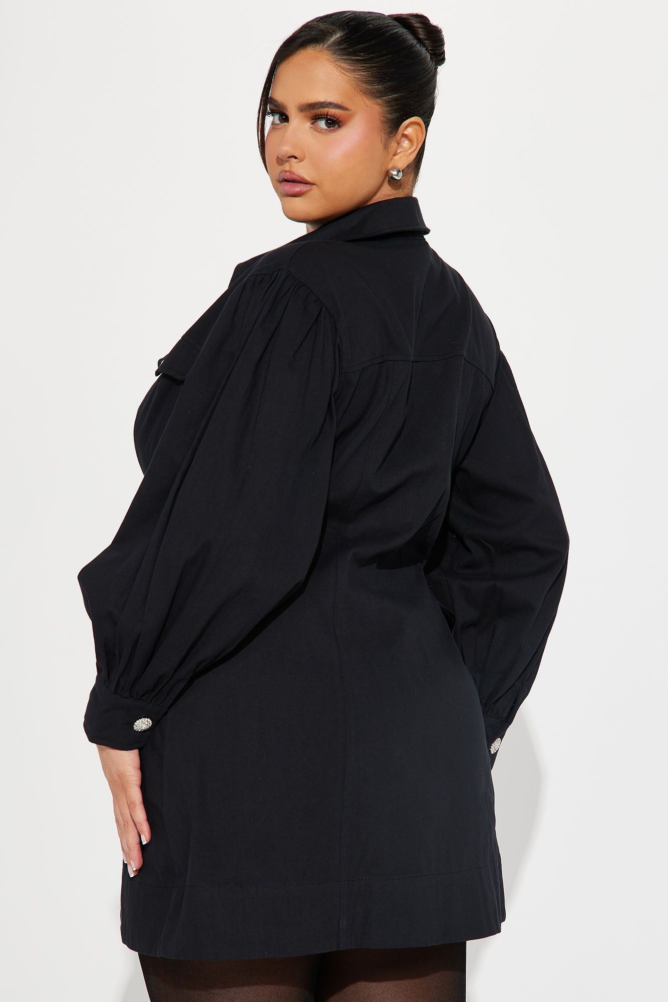 Clocked In Twill Mini Dress - Black sold by Fashion Nova product image thumbnail 6