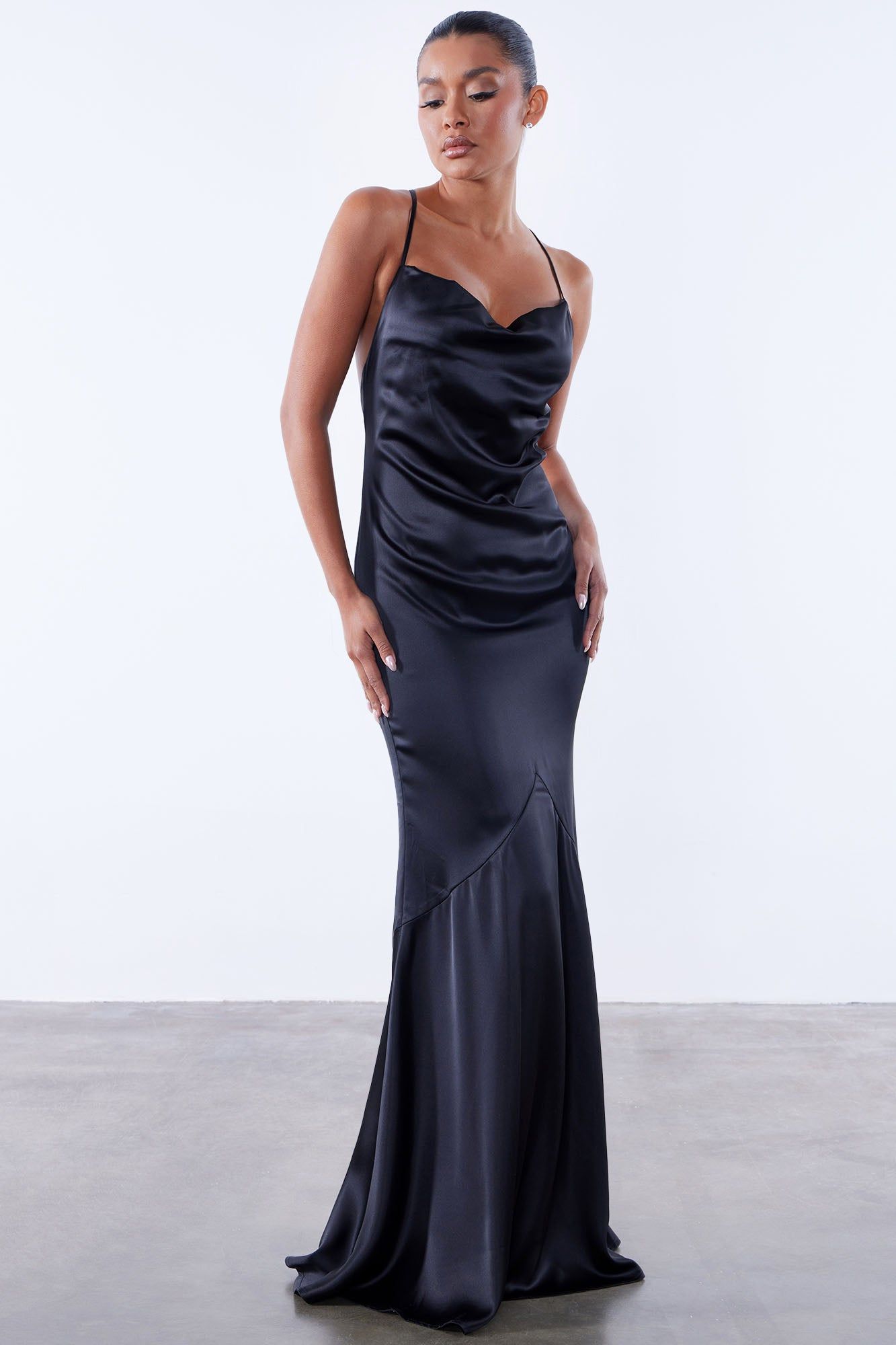 Alice Satin Maxi Dress - Black sold by Fashion Nova