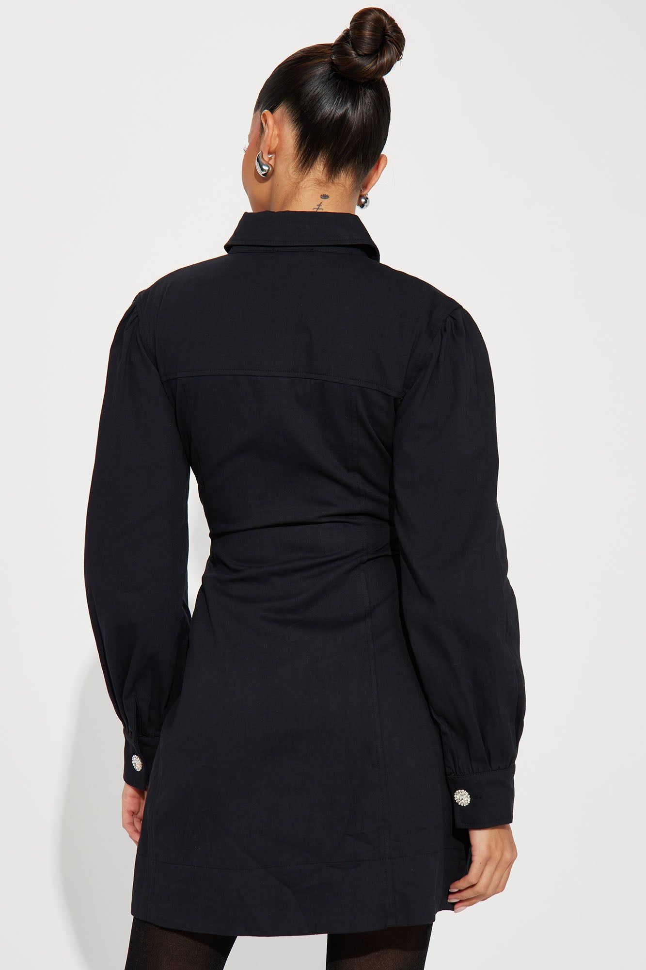 Clocked In Twill Mini Dress - Black sold by Fashion Nova product image thumbnail 3