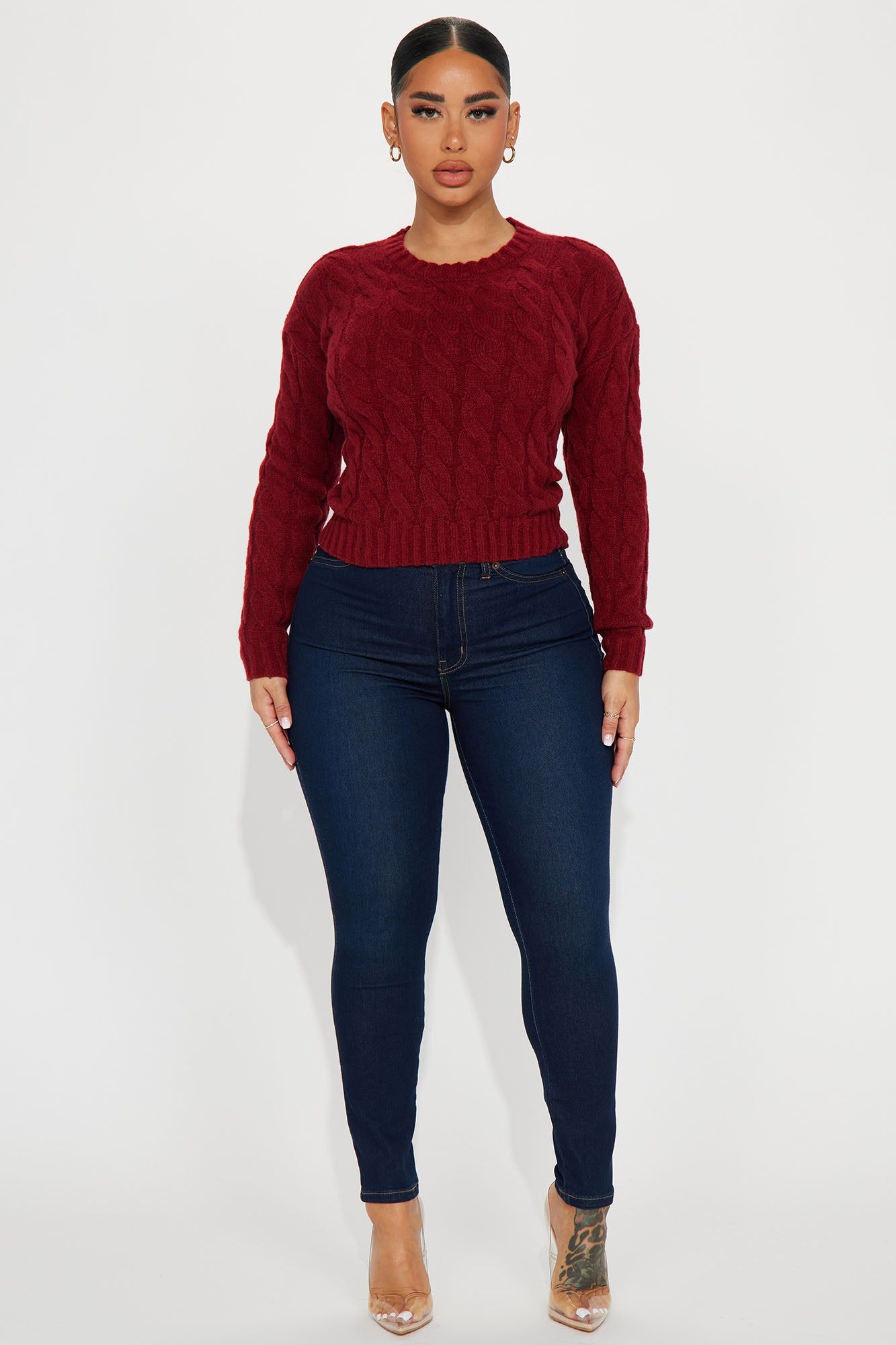 Serenity Cable Knit Sweater - Burgundy sold by Fashion Nova product image thumbnail 2