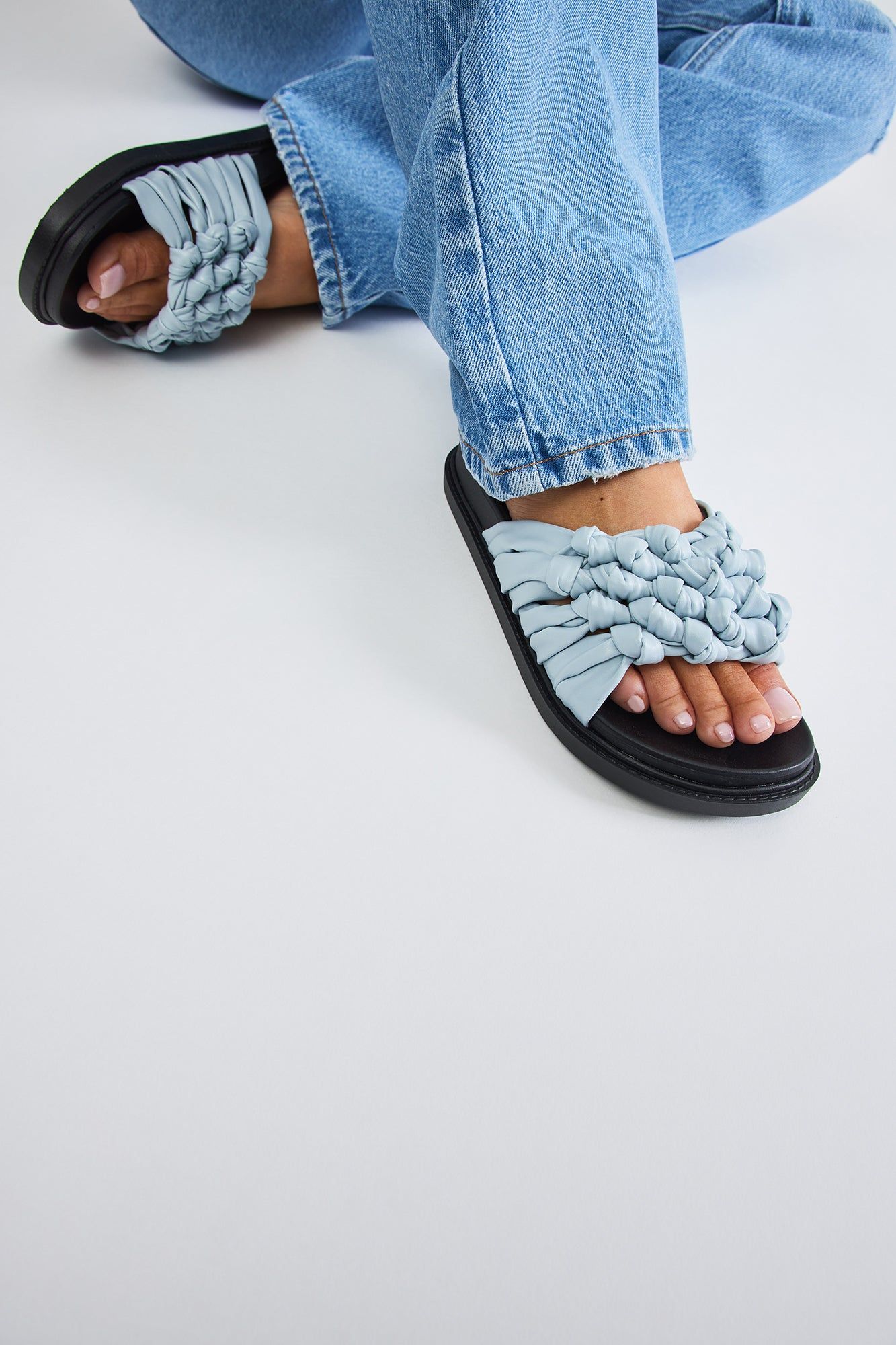 Keep Going Flat Sandals - Blue sold by Fashion Nova