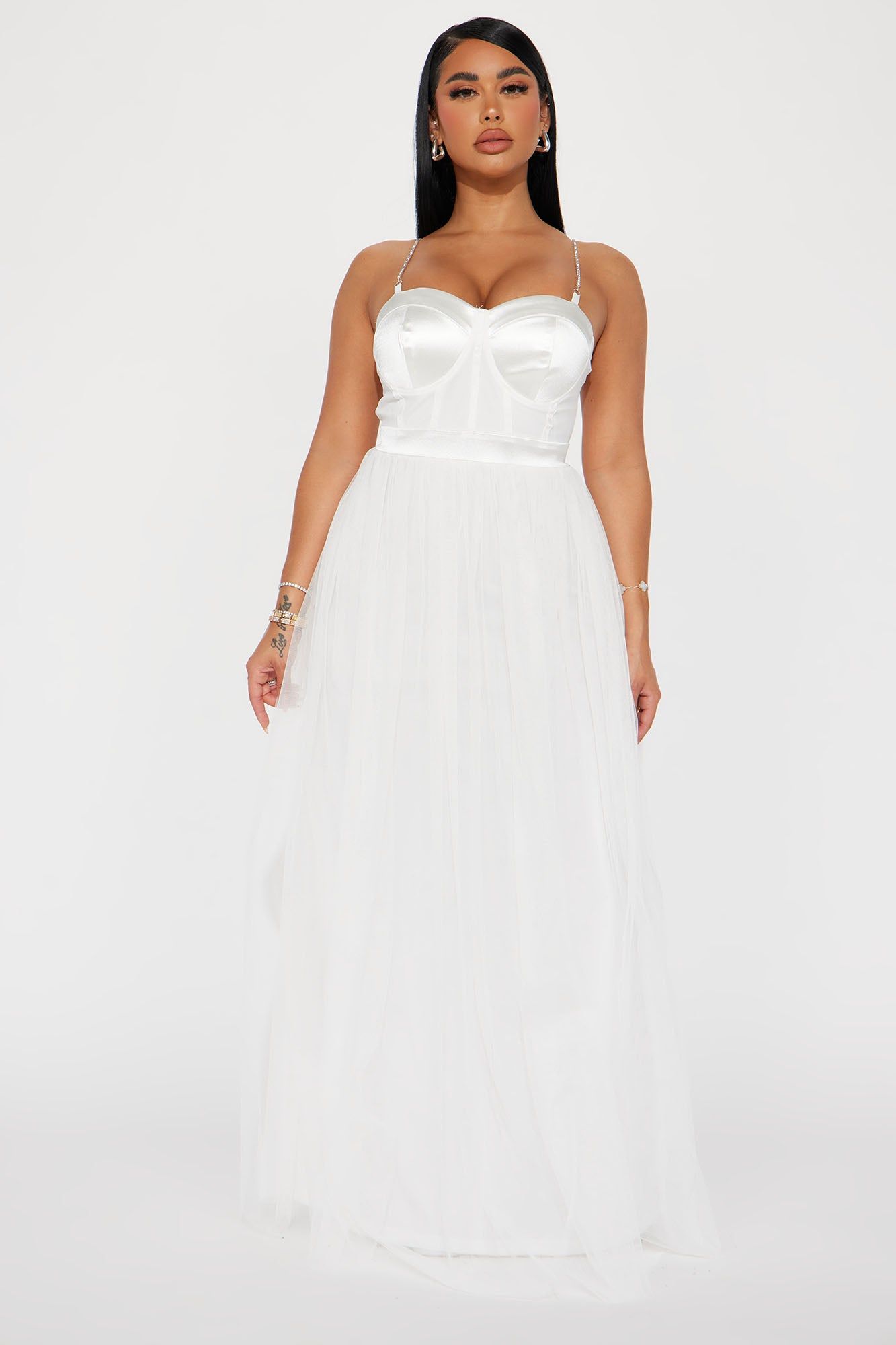 Ellie Tulle Gown - White sold by Fashion Nova