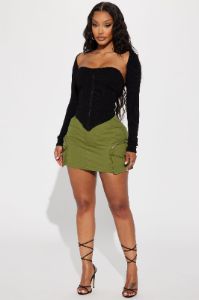 Don't Stop Me Cargo Mini Skirt - Olive sold by Fashion Nova