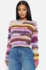 Calista Striped Fuzzy Sweater - Purple/combo sold by Fashion Nova