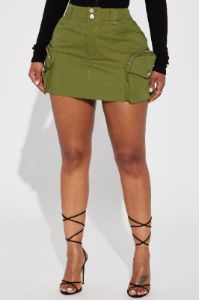 Don't Stop Me Cargo Mini Skirt - Olive sold by Fashion Nova