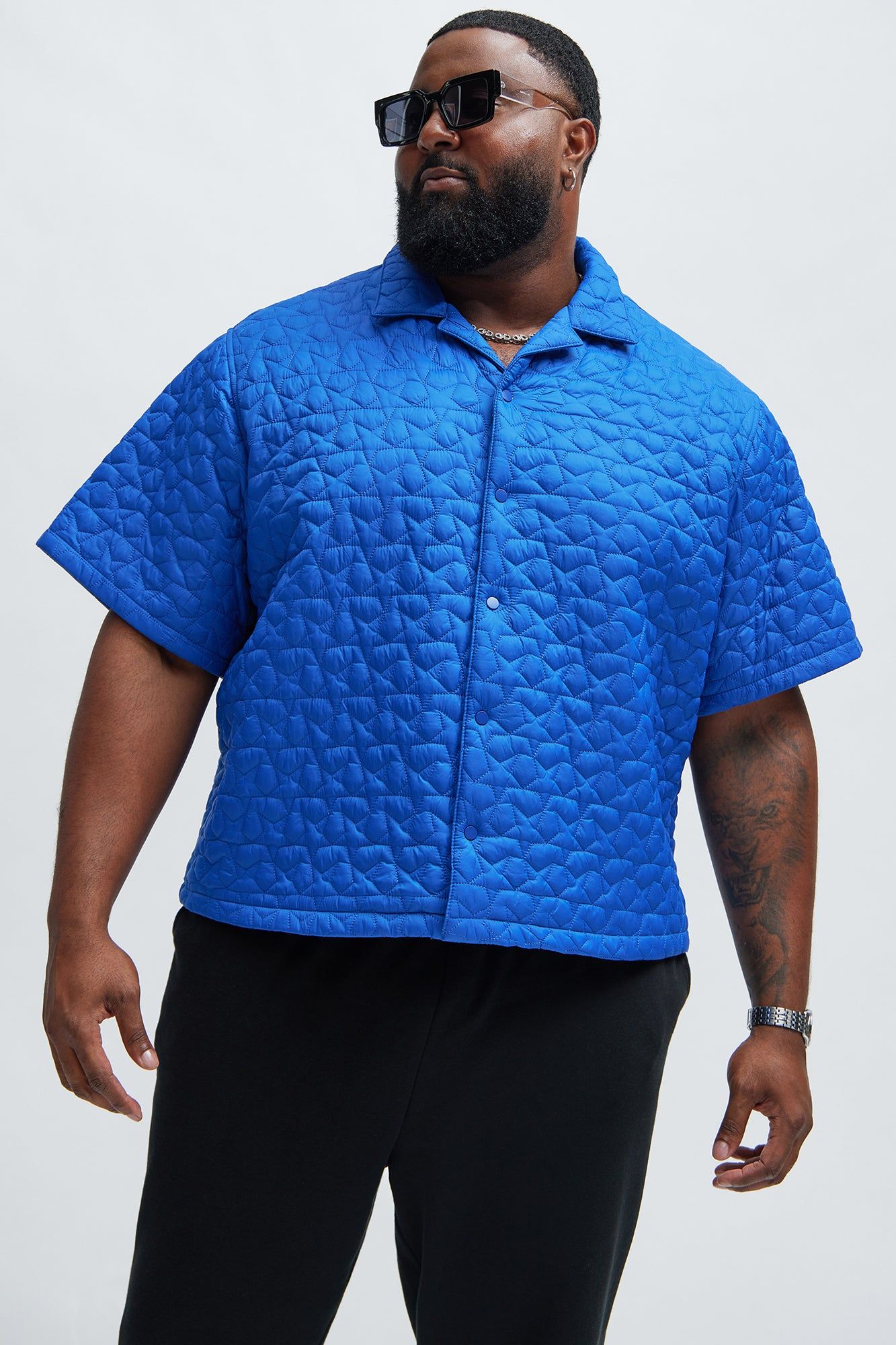 Attucks Quilted Nylon Shirt - Blue sold by Fashion Nova product image thumbnail 5
