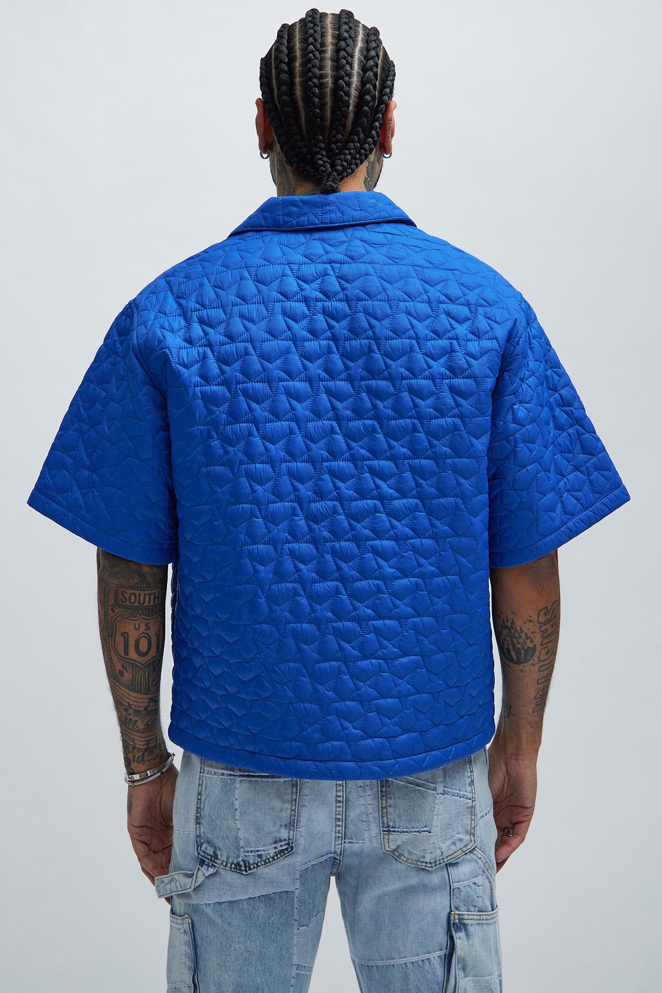 Attucks Quilted Nylon Shirt - Blue sold by Fashion Nova product image thumbnail 4