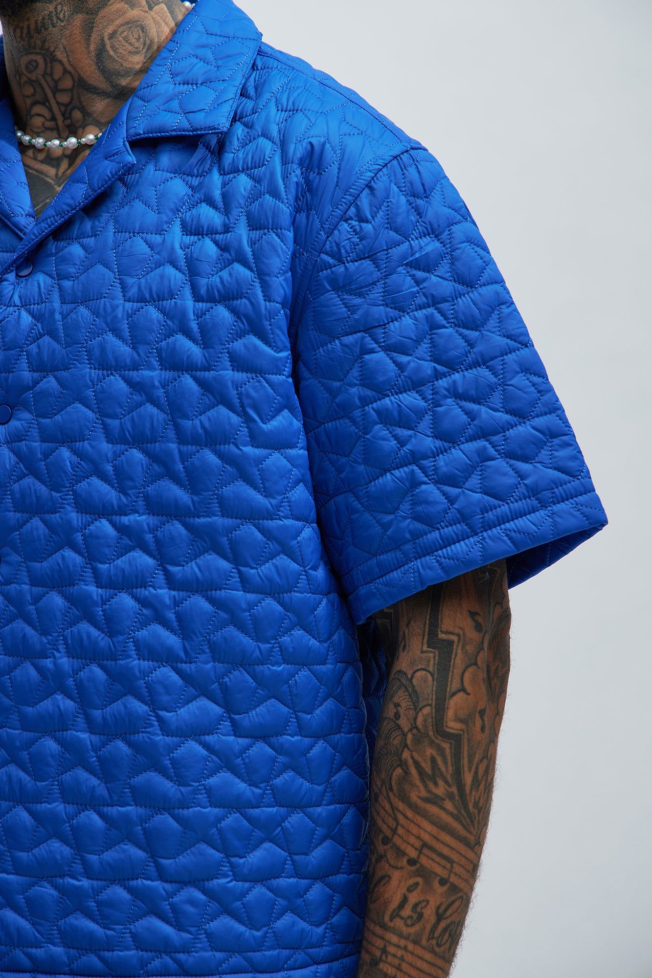 Attucks Quilted Nylon Shirt - Blue sold by Fashion Nova product image thumbnail 3