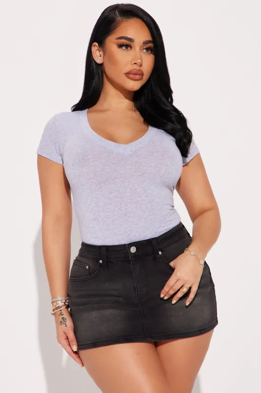 Ashley V-Neck Top - Heather Grey sold by Fashion Nova