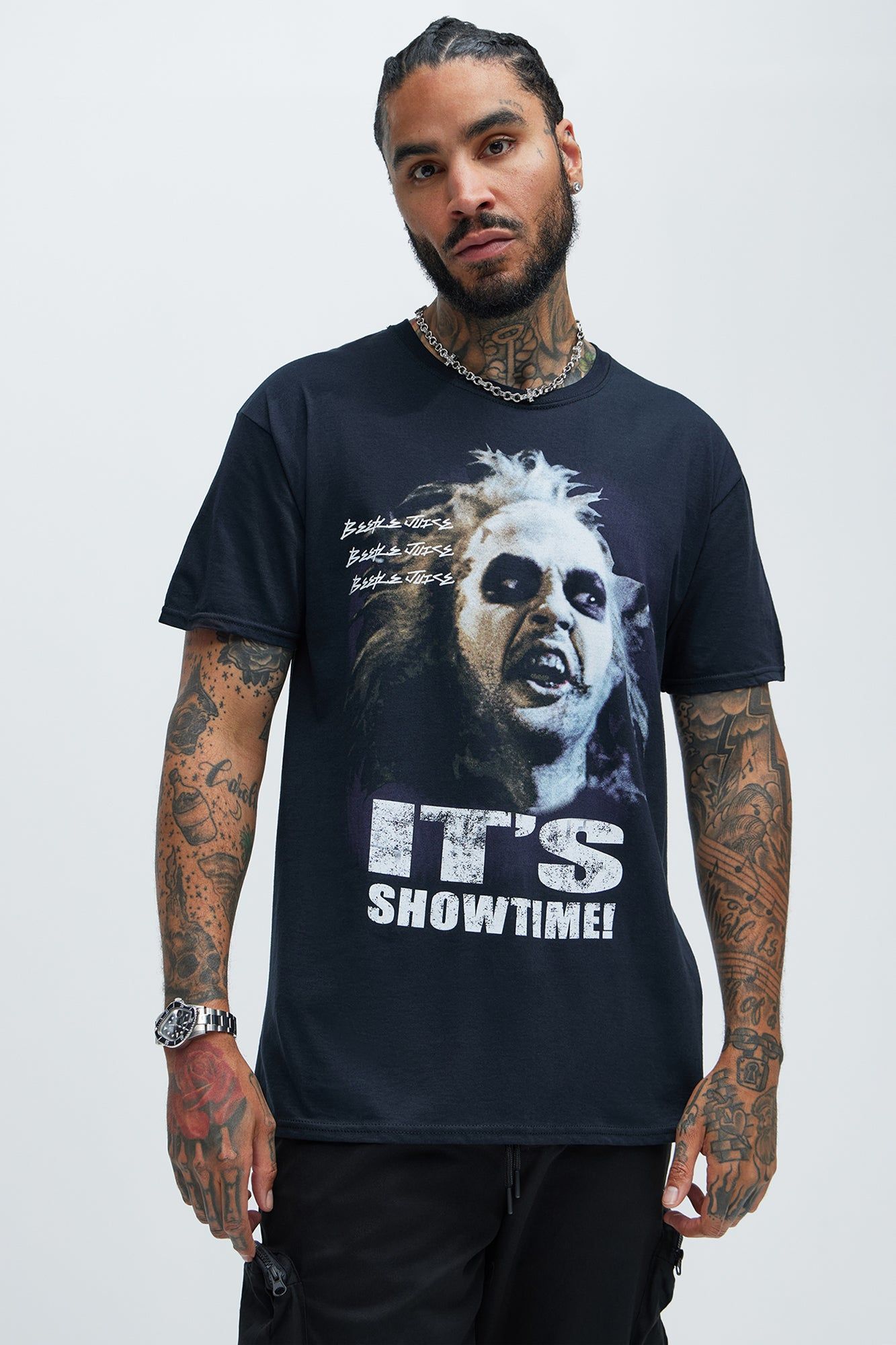 Beetle Juice Strange And Unusual Short Sleeve Tee - Black sold by Fashion Nova