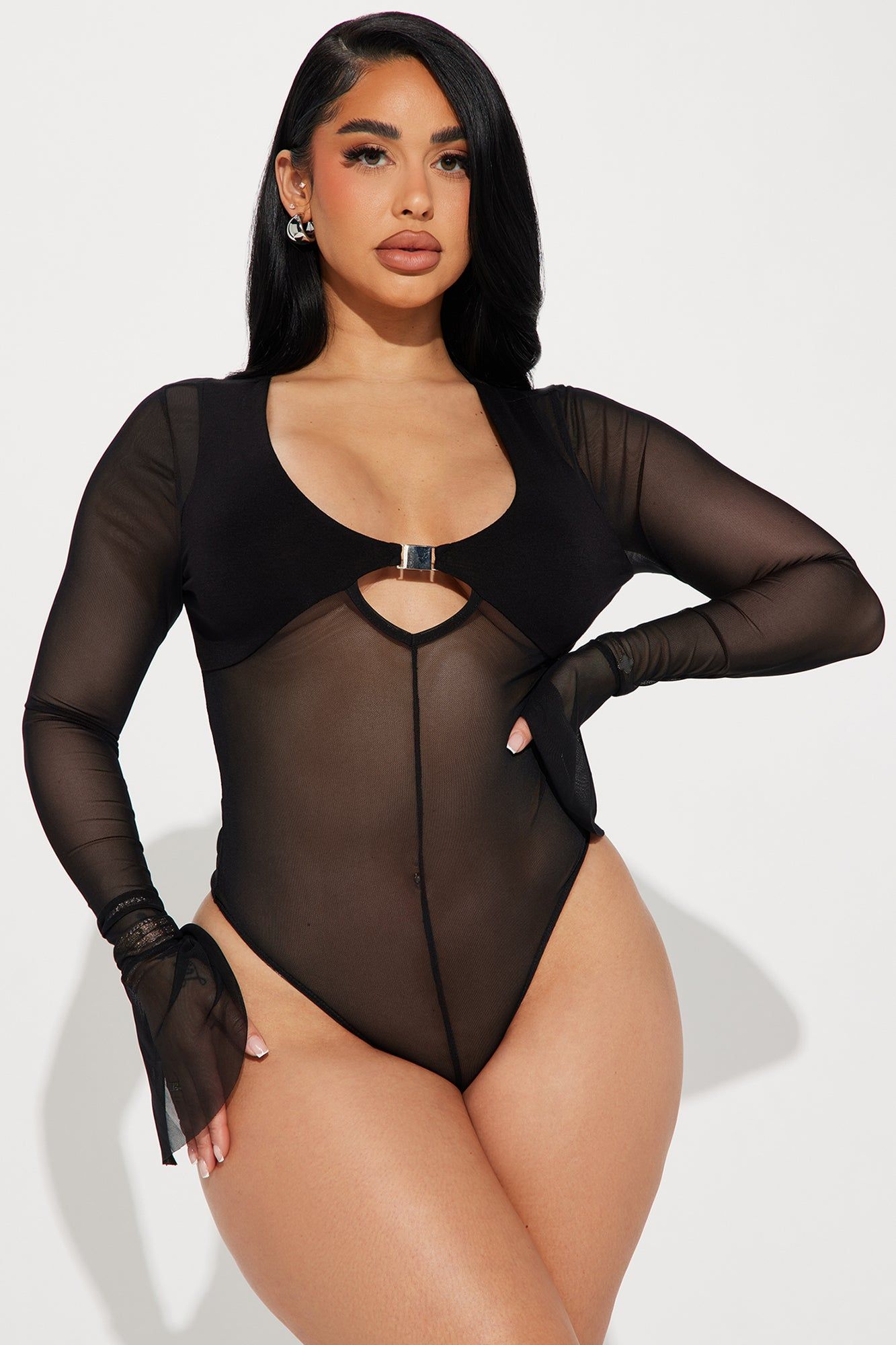 Hard To Miss Mesh Bodysuit - Black sold by Fashion Nova