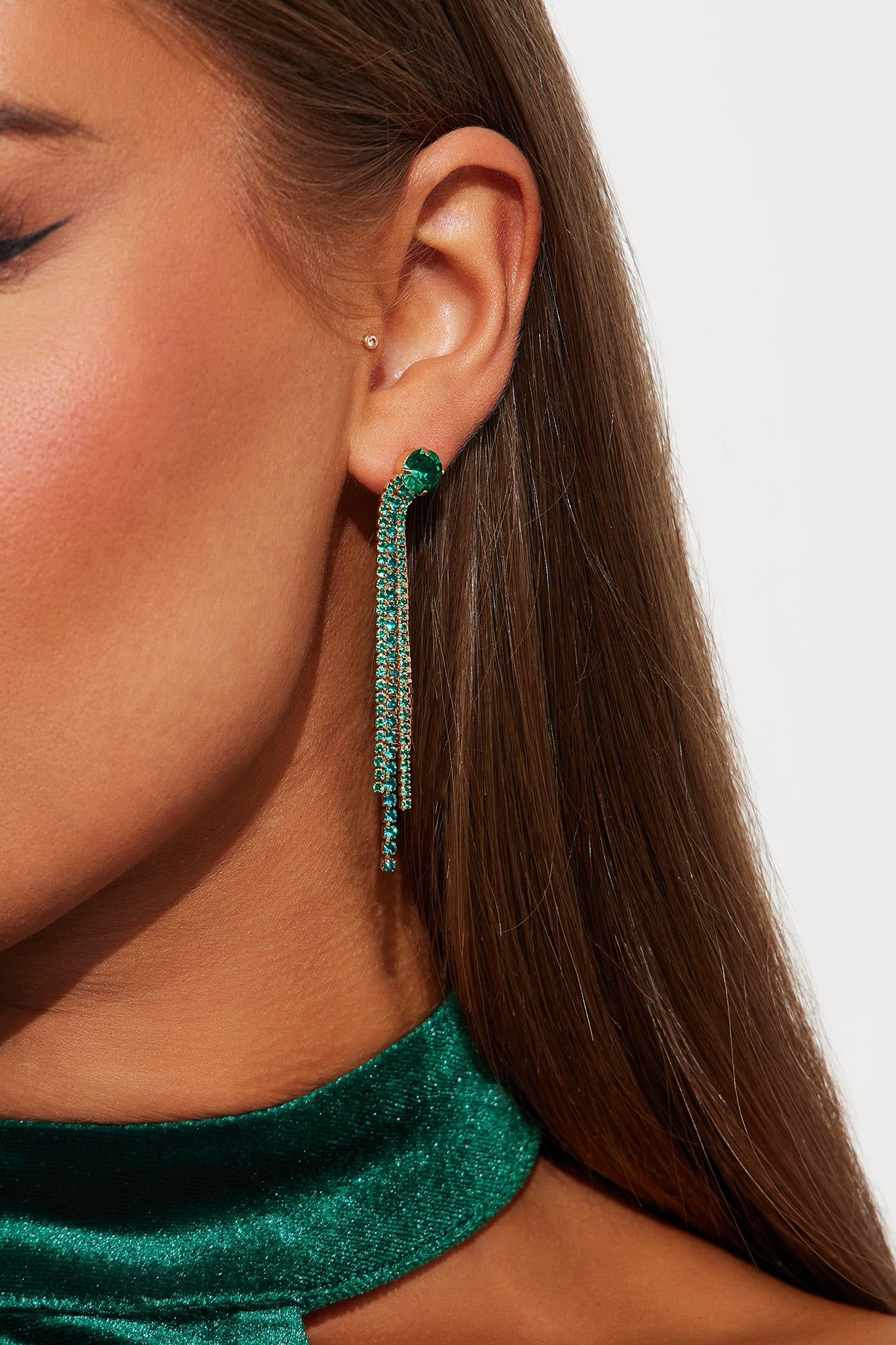 Glam Babe Drop Earrings - Green sold by Fashion Nova
