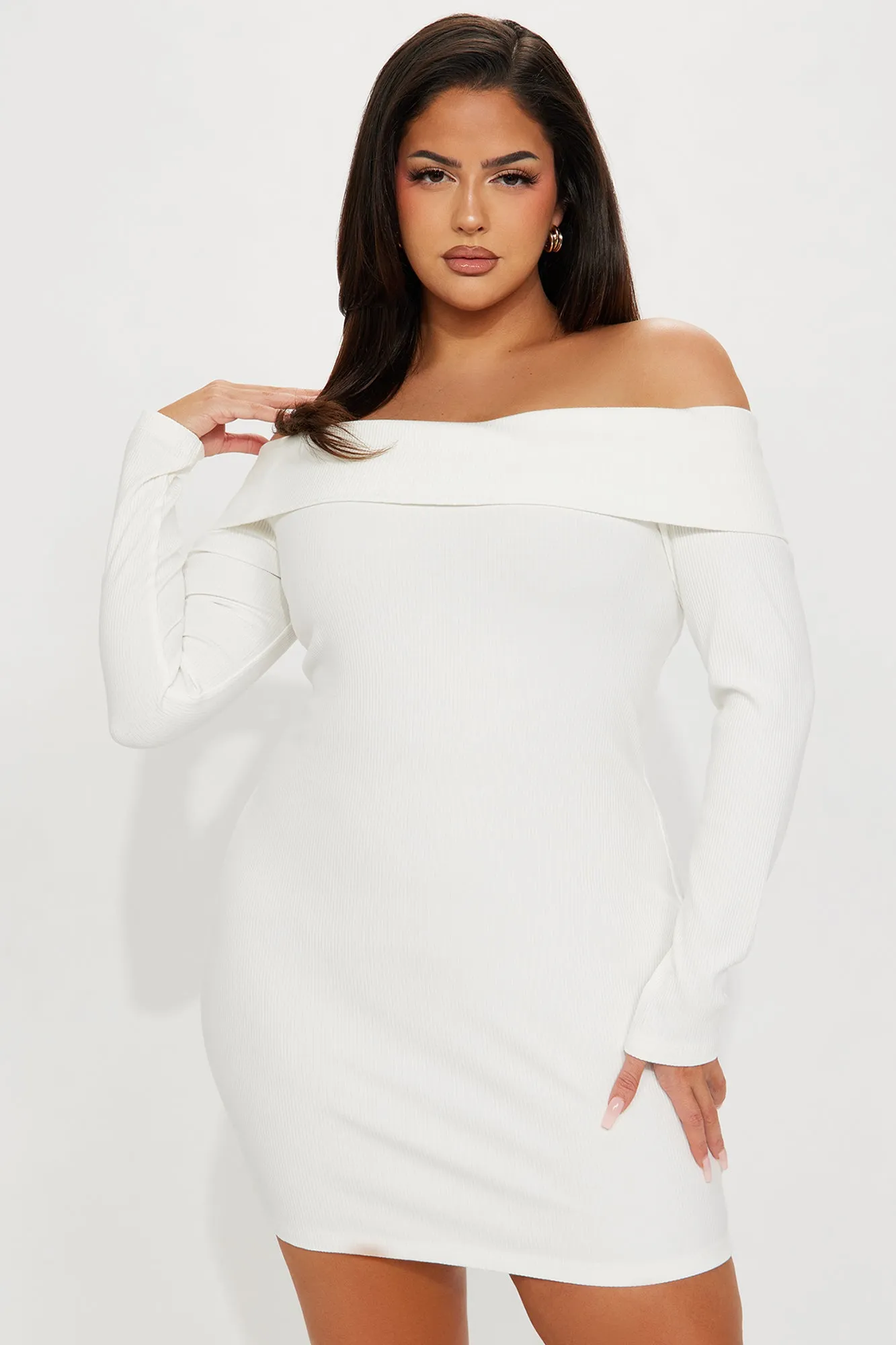 Modern Muse Long Sleeve Mini Dress - Off White sold by Fashion Nova product image thumbnail 5