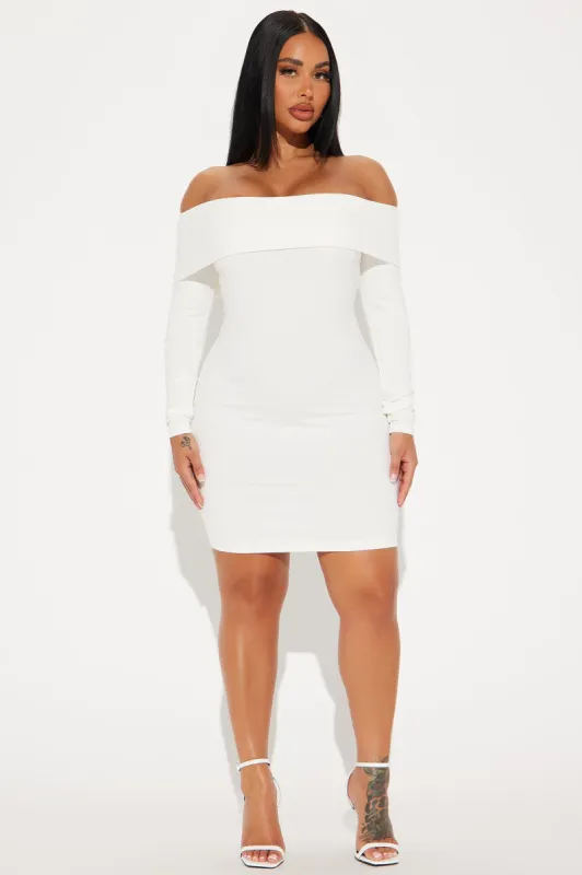 Modern Muse Long Sleeve Mini Dress - Off White sold by Fashion Nova