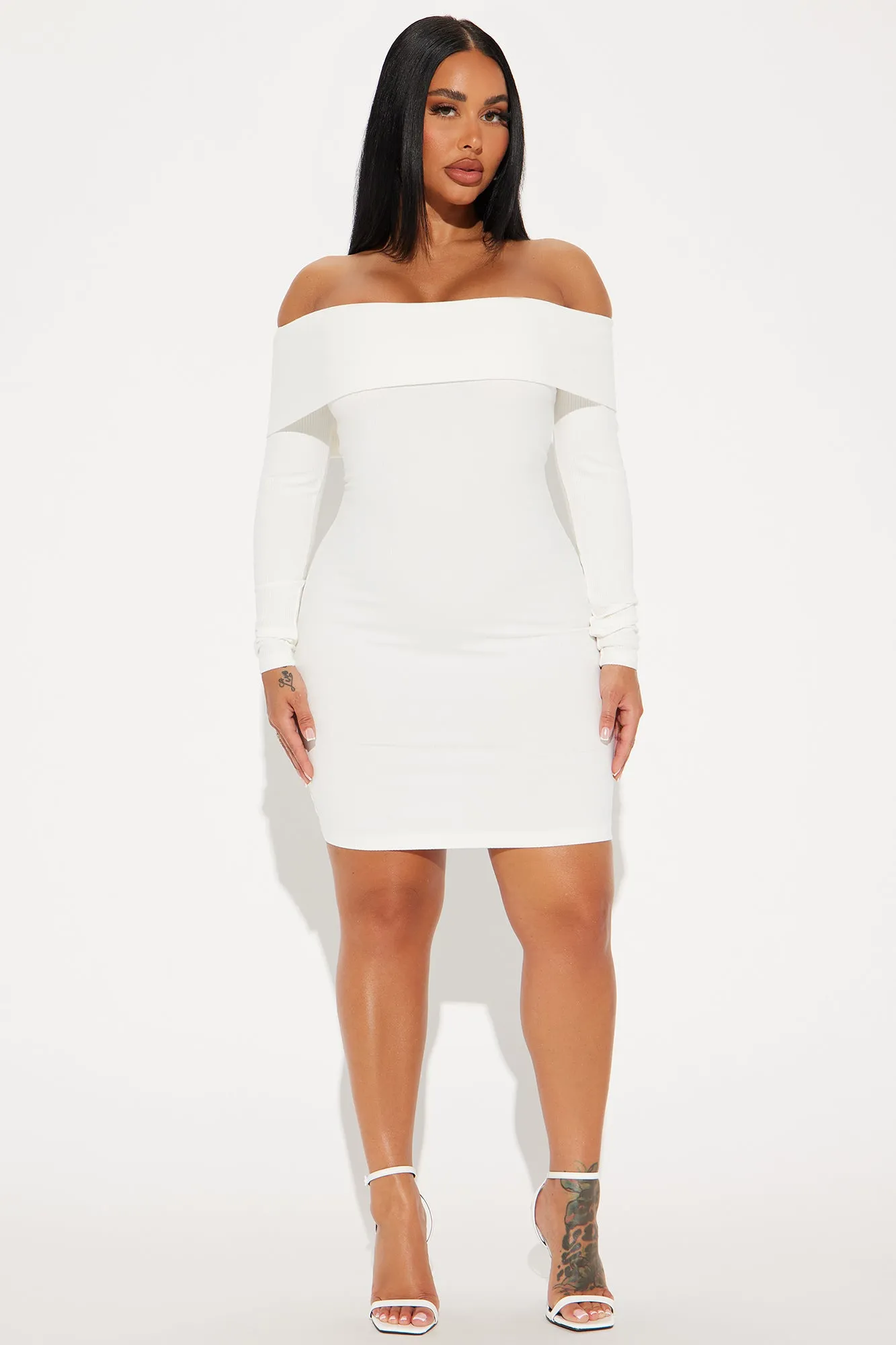Modern Muse Long Sleeve Mini Dress - Off White sold by Fashion Nova