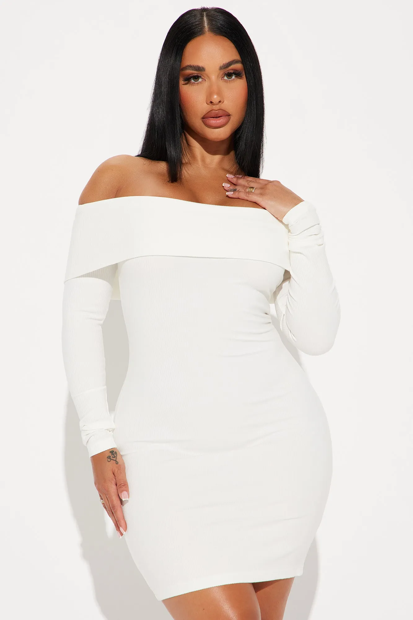 Modern Muse Long Sleeve Mini Dress - Off White sold by Fashion Nova product image thumbnail 2
