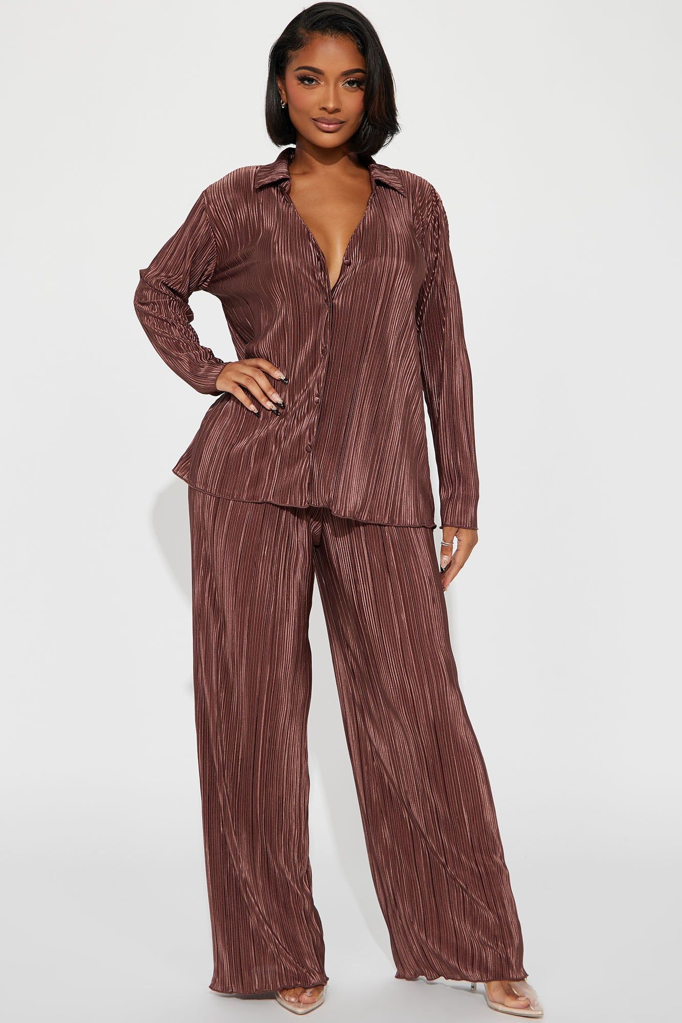 If It Plisse You Pant Set - Mocha sold by Fashion Nova