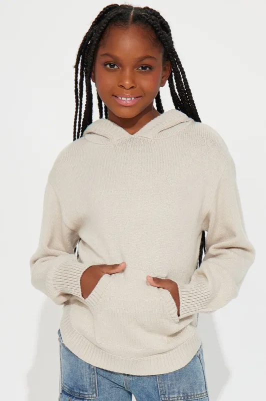 Mini Never Parting Ways Hooded Sweater - Taupe sold by Fashion Nova