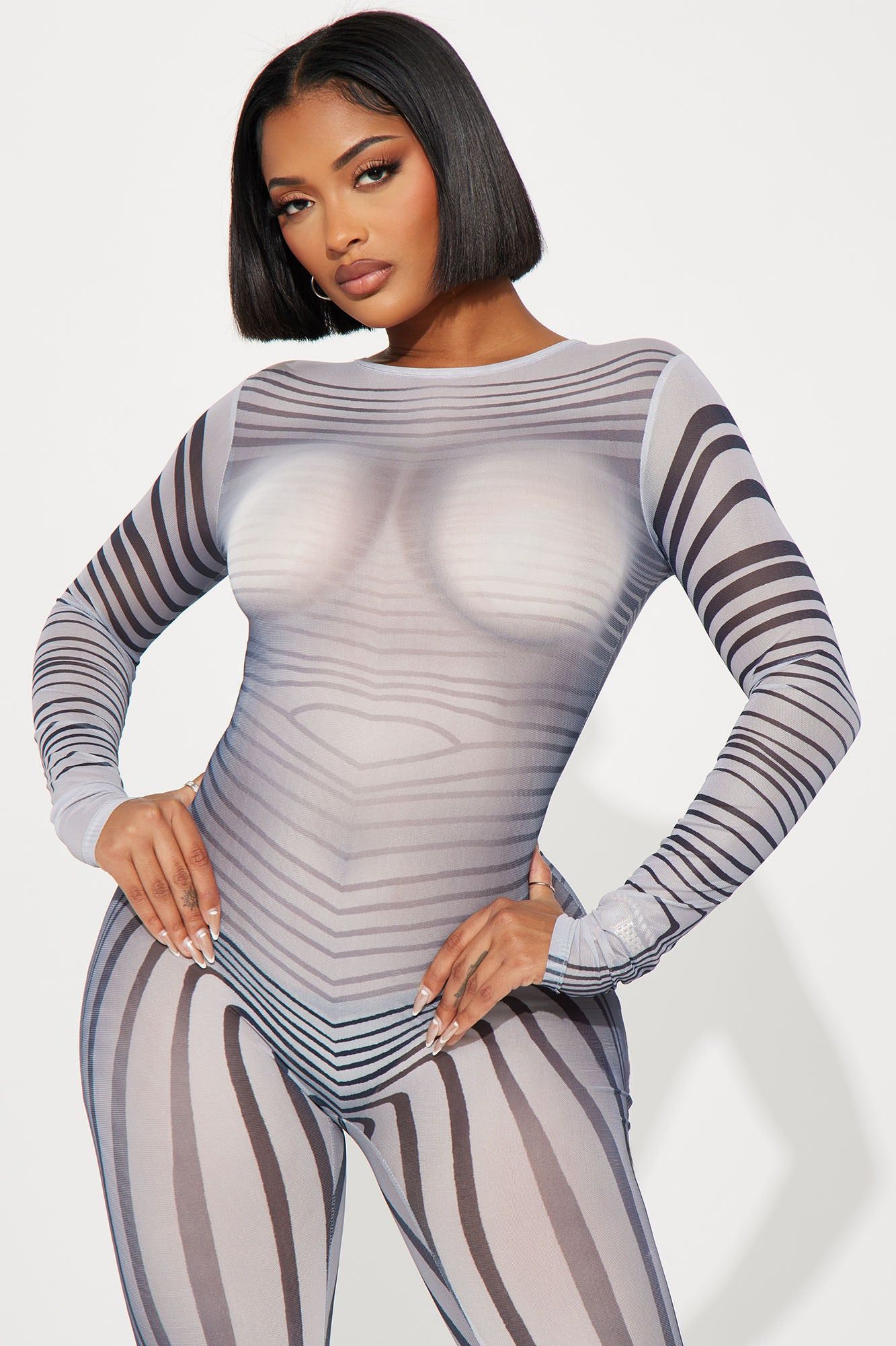 Masterpiece Mesh Jumpsuit - Black/combo sold by Fashion Nova product image thumbnail 2