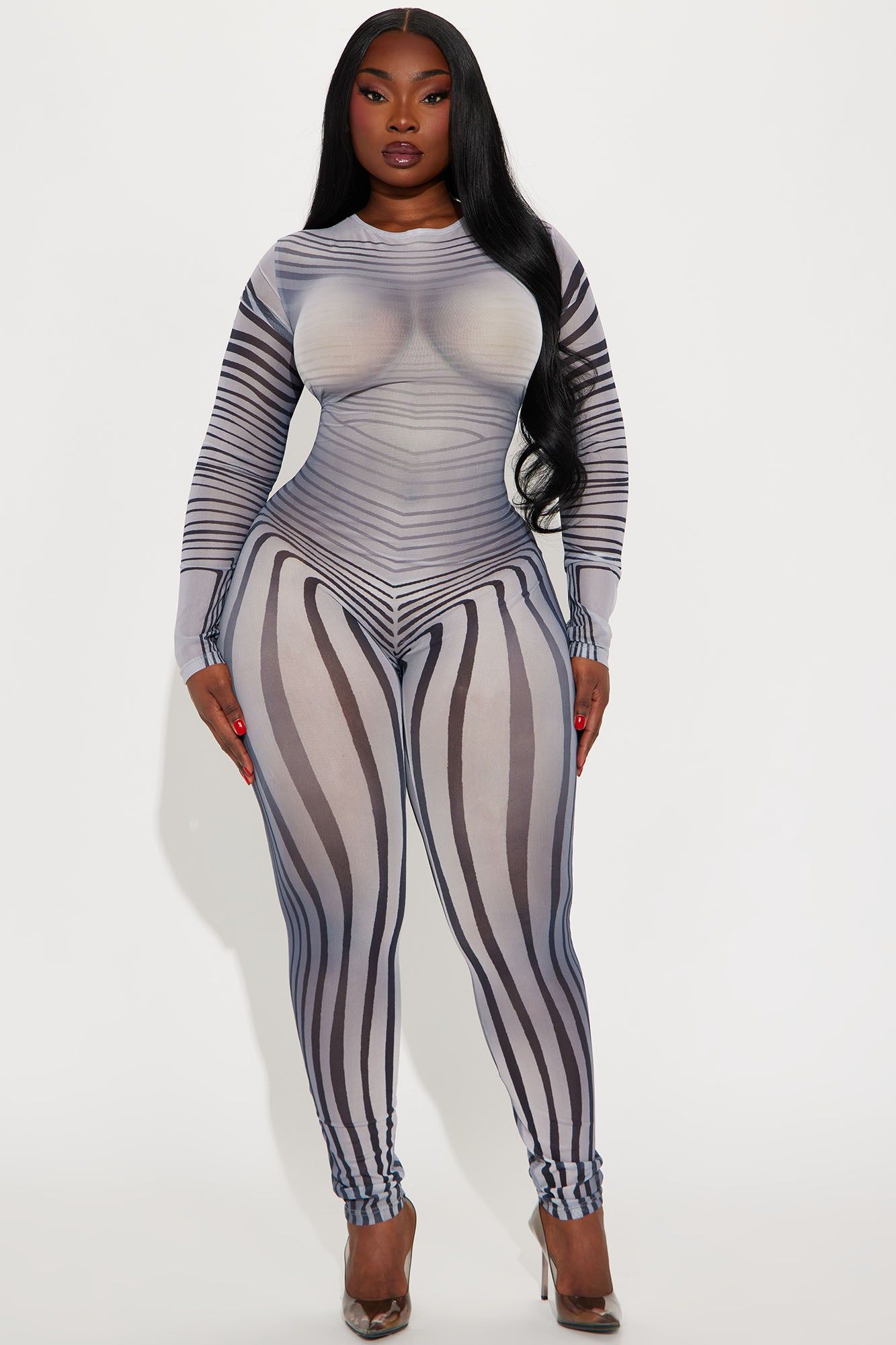 Masterpiece Mesh Jumpsuit - Black/combo sold by Fashion Nova product image thumbnail 4