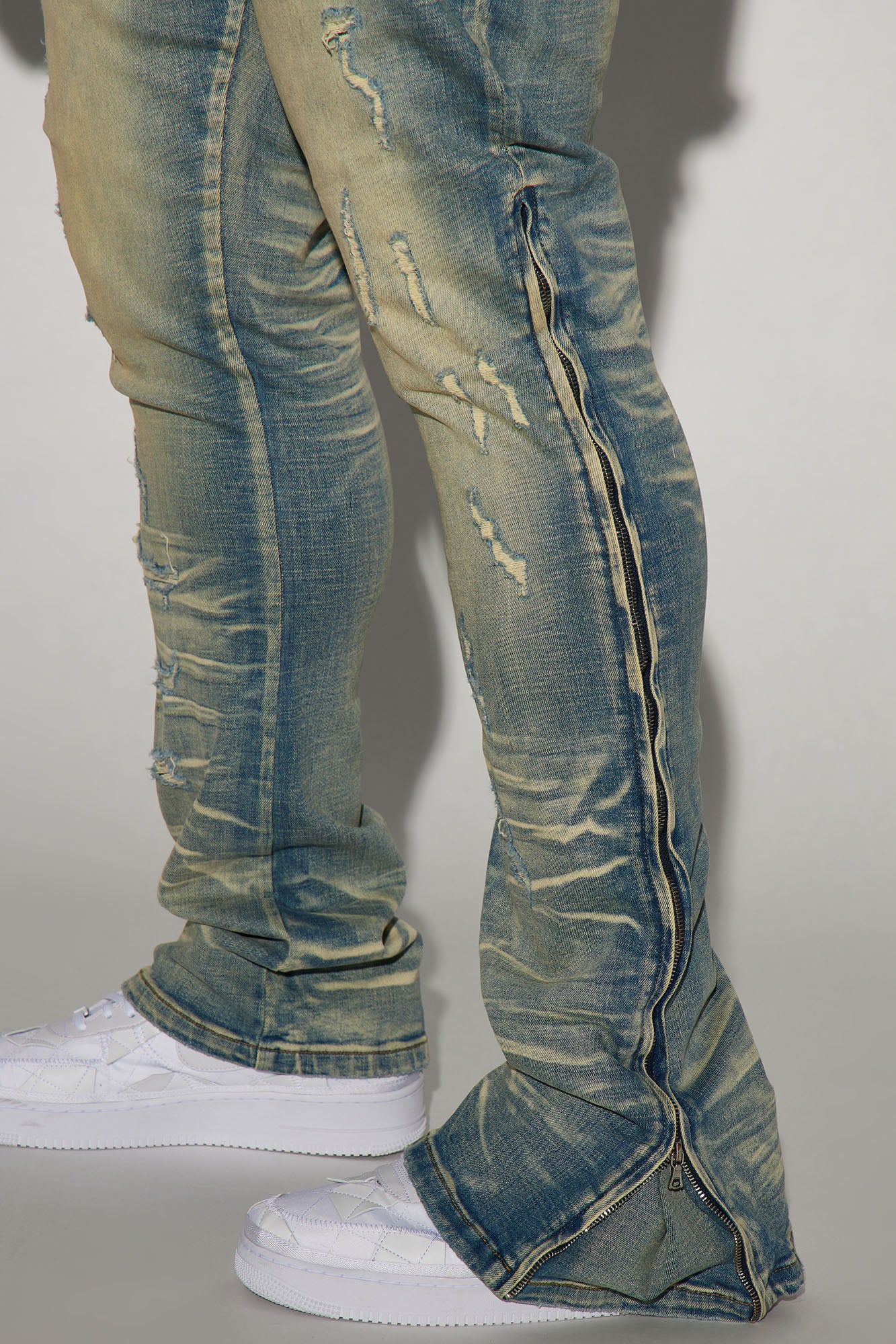 Zip All The Way Stacked Skinny Flare Jeans - Medium Wash sold by Fashion Nova product image thumbnail 3