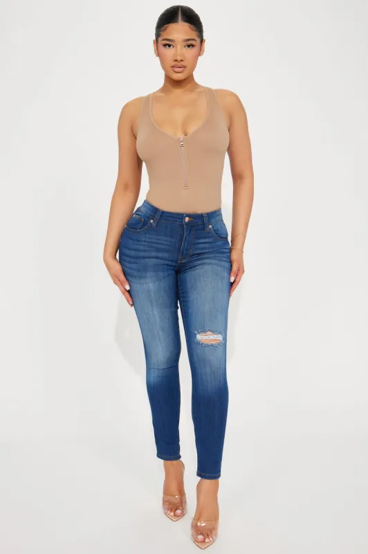 Joana Stretch Ripped Skinny Jeans - Medium Wash sold by Fashion Nova