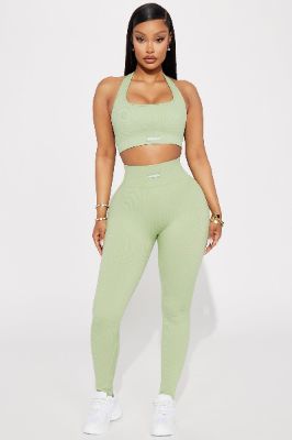 Effortless Triton Ribbed Seamless Legging - Sage sold by Fashion Nova